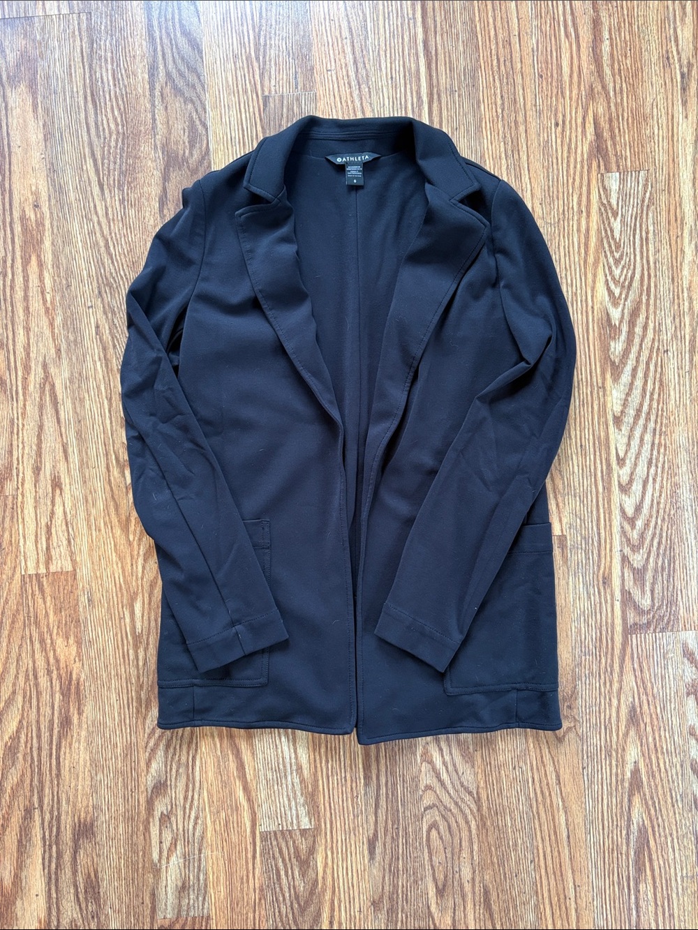 Athleta Black Open-Front Lightweight Shirt Jacket